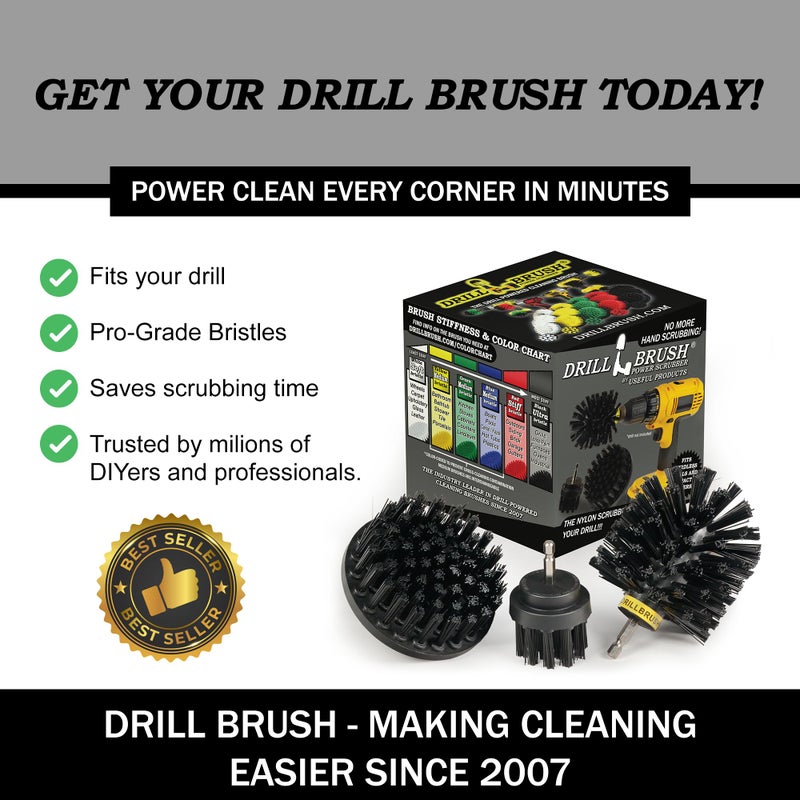 Drillbrush Cleaning Accessories Industrial Brushes - Baked on Food, Electric Smoker, Drill Brush Attachments for Stain and Rust Remover - BBQ Cleaning Kit Water Calcium Mineral | Electric Grill Brush for Drill - Image 2